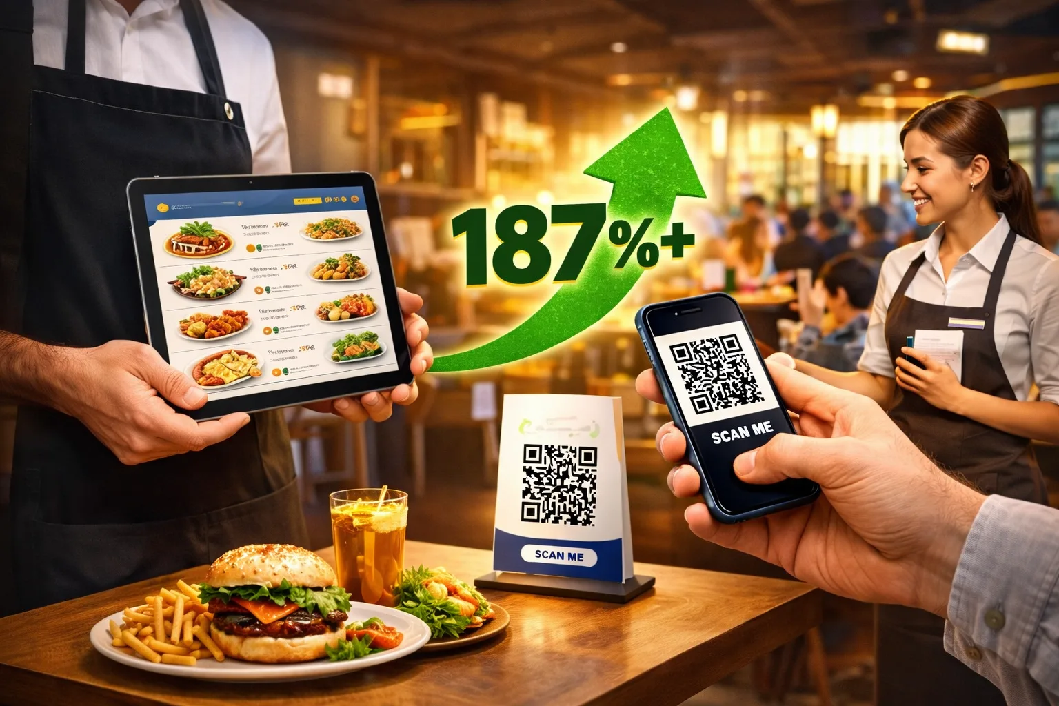 افزایش فروش رستوران با منوی هوشمند بیامنو: چگونه تا ۱۸۷٪ فروش بیشتر شد؟ (مطالعات واقعی ۱۴۰۵ + راهنمای عملی)