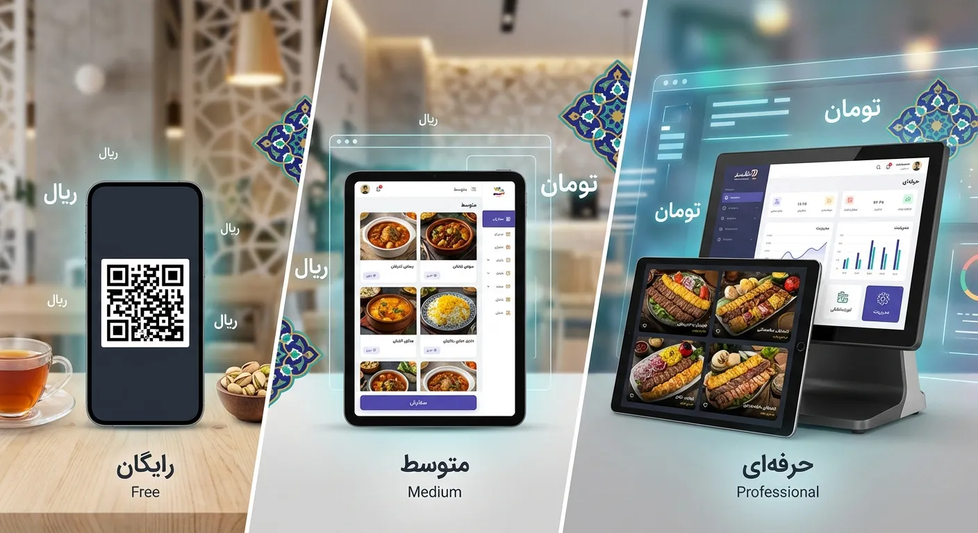 هزینه ساخت منوی دیجیتال در ایران چقدر است؟ (رایگان تا حرفه‌ای + مقایسه واقعی)